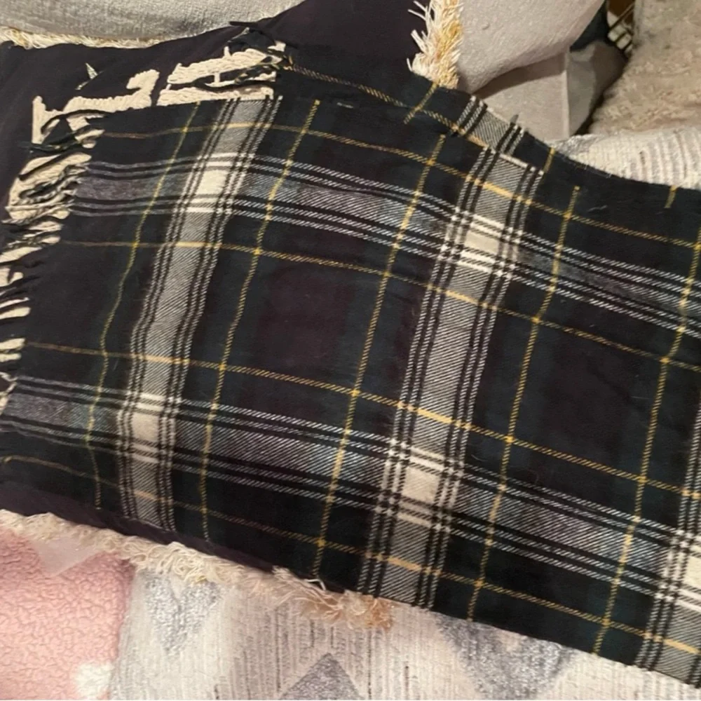 Authentic Unisex Vintage Christian Dior classic Blue & Yellow Plaid Scarf